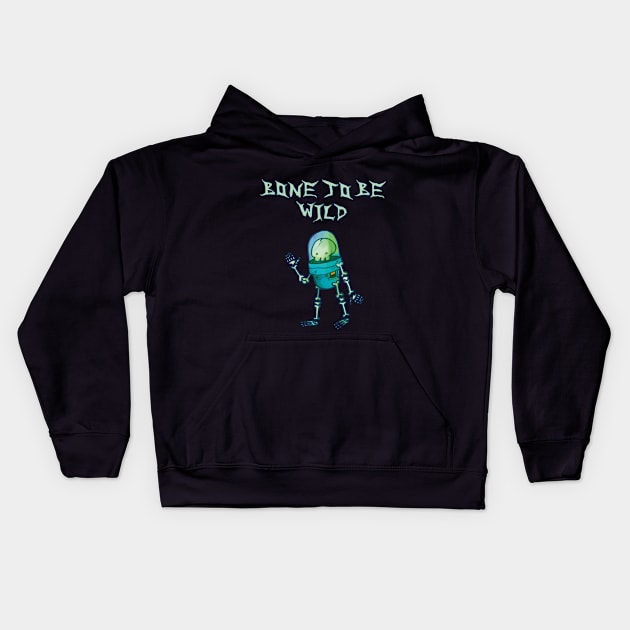 Bone To Be Wild - Space Skeleton Kids Hoodie by Underdog Artstudio